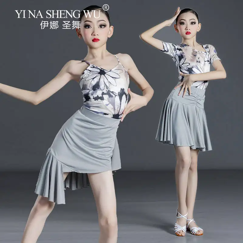 Sukienka do tańca latynoamerykańskiego dla dzieci, strój do ćwiczeń tanecznych dla dziewcząt, odzież do tańca towarzyskiego, strój na występy, strój na zawody latynoamerykańskie, strój na egzamin.