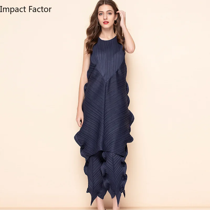 Kelp-shaped Stitching Loose Lantern Vest Miyake Dress Ebay European And American Style Ladies Dress In Spring