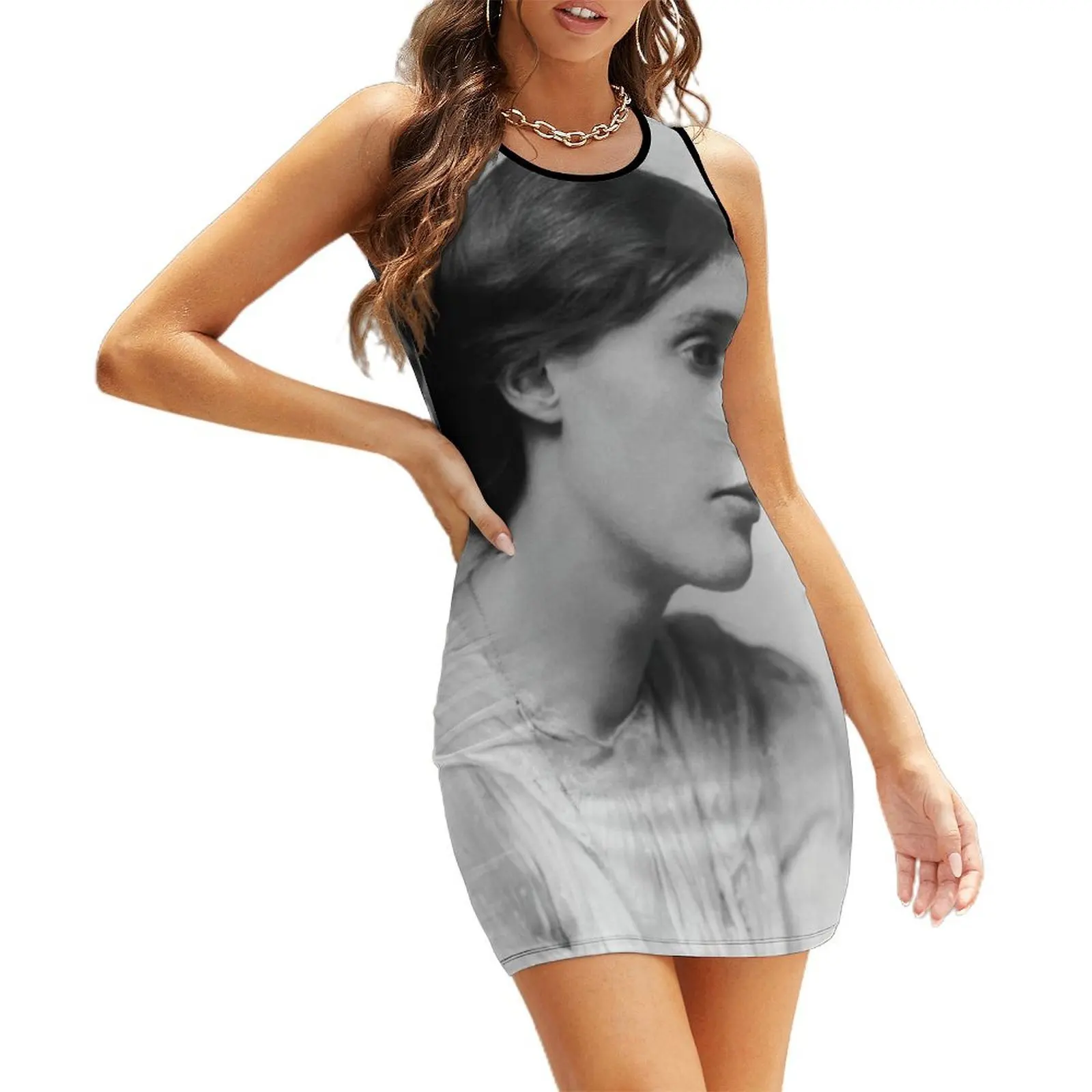 

Virginia Woolf Portrait Sleeveless Sundress Women's summer dress women's clothing korea stylish dresses for official occasions