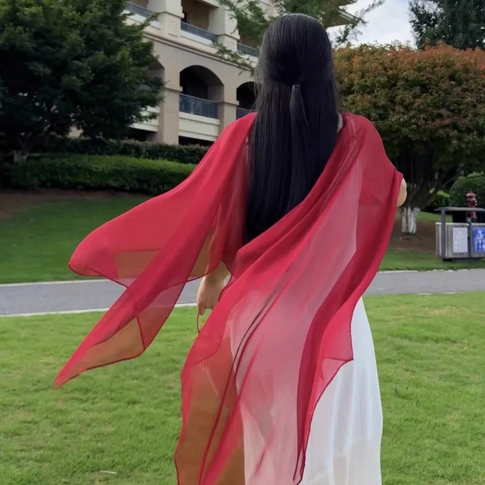 New Solid Color Chiffon Cape Shawl Loose Fit One Size Cover Up Sheer Transparent Wedding Jacket For Women Ladies
