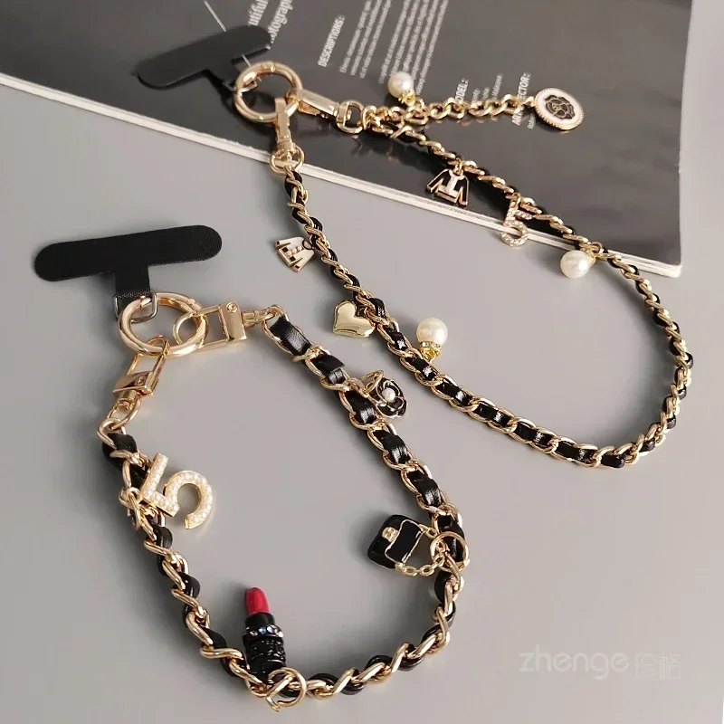 Mobile Phone Lanyard Pickup Carrying Chain Short Wrist Strap Style Phone Universal 5 Lipstick Strap Small Fragrant Wind Pendant