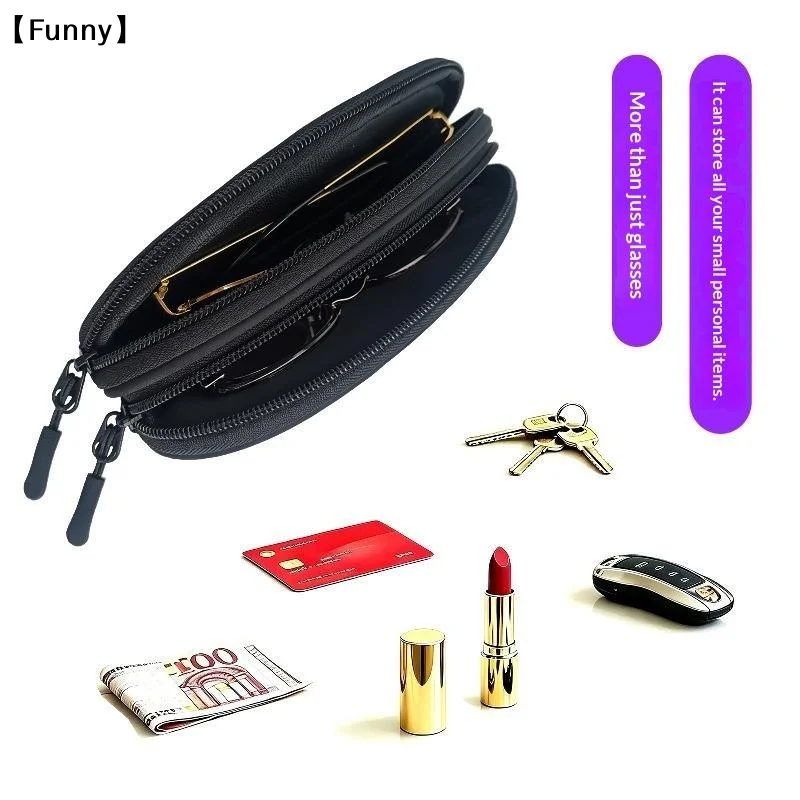 Double Layer Sunglasses Case Organizer Waterproof Travel Bag Multi-Functional Durable Material Storage Box Business Trips〔Funny〕