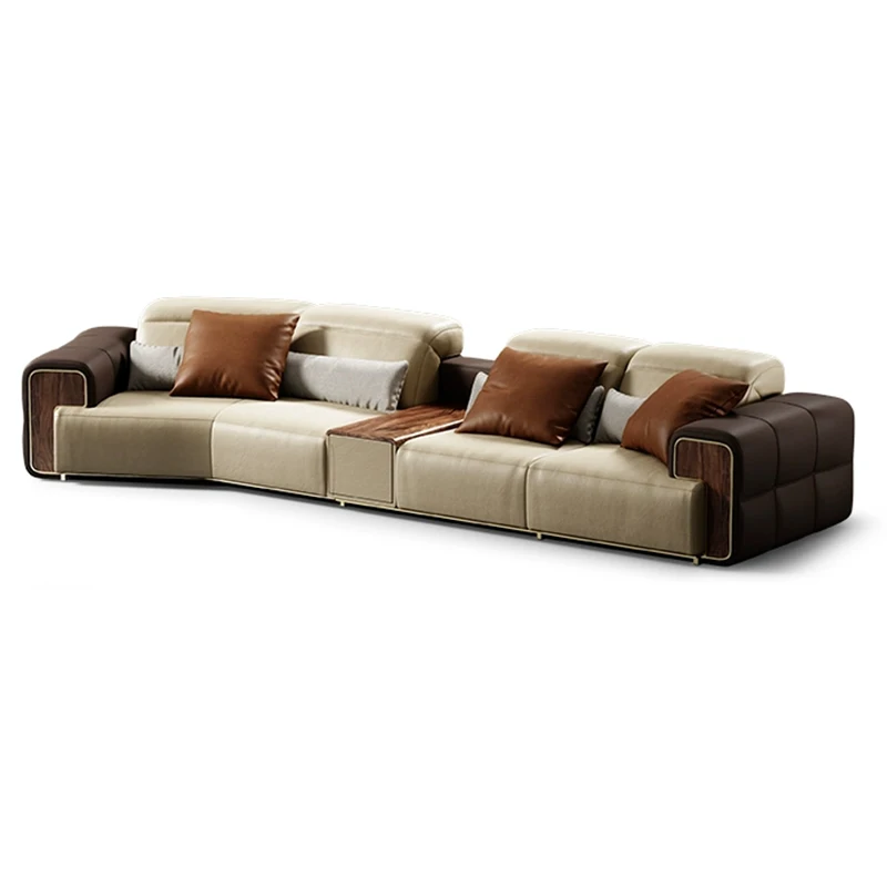

#Italian Leather Luxury Sectional Modular Sofa Electric Function Large Flat Villa Living Room Couch