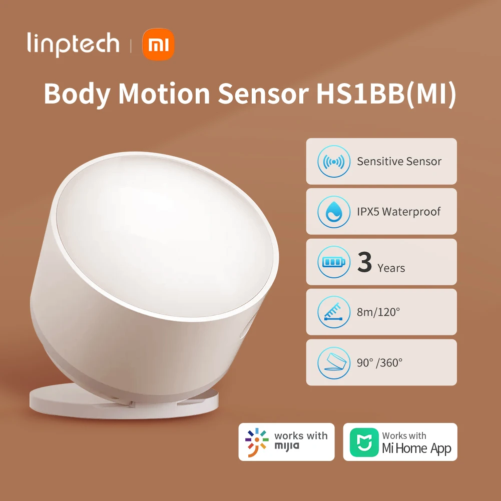 

Linptech Xiaomi Smart PIR Motion Sensor HS1,Human Body Sensor & Light Sensor for Home Security & Automation Works with Mijia App