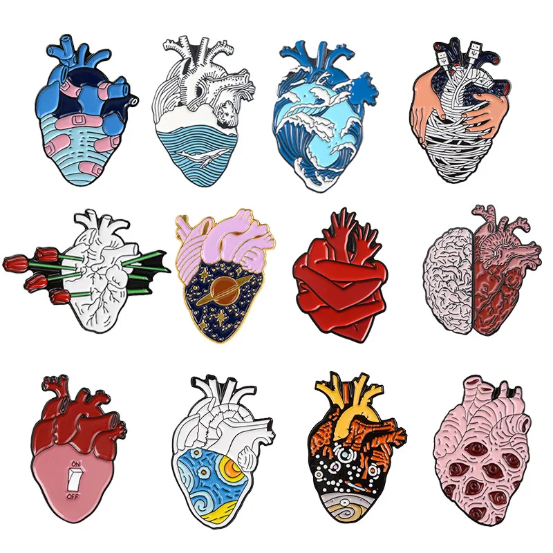 Organ Brooch Fetus Heart Lungs Eyes Capillaries Doctor Teaching Metal Badge Wholesale Hat Pins for Backpacks Decorative Brooches