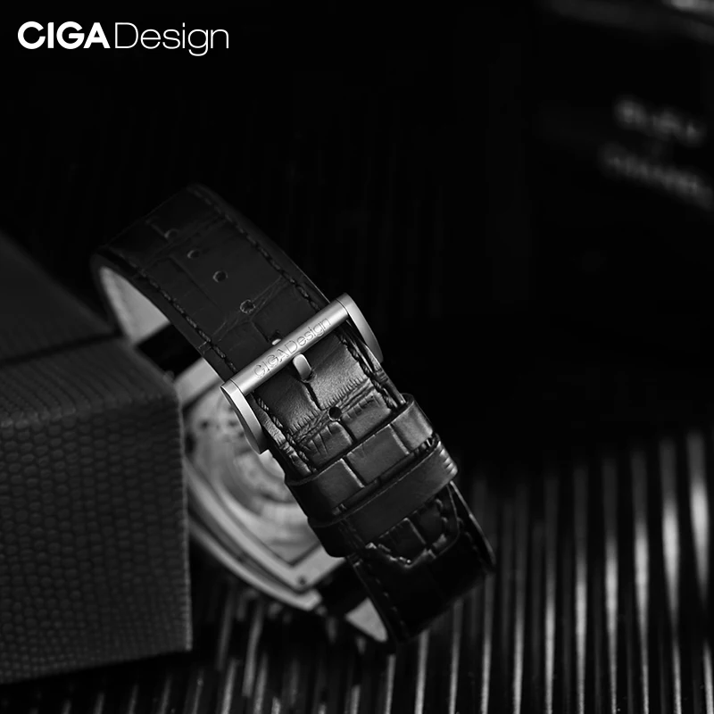 CIGA Design Original 22mm Watch Strap Black Soft Cow Genuine Leather Watch Bands Quick Release Bracelet for Men Women Wristwatch