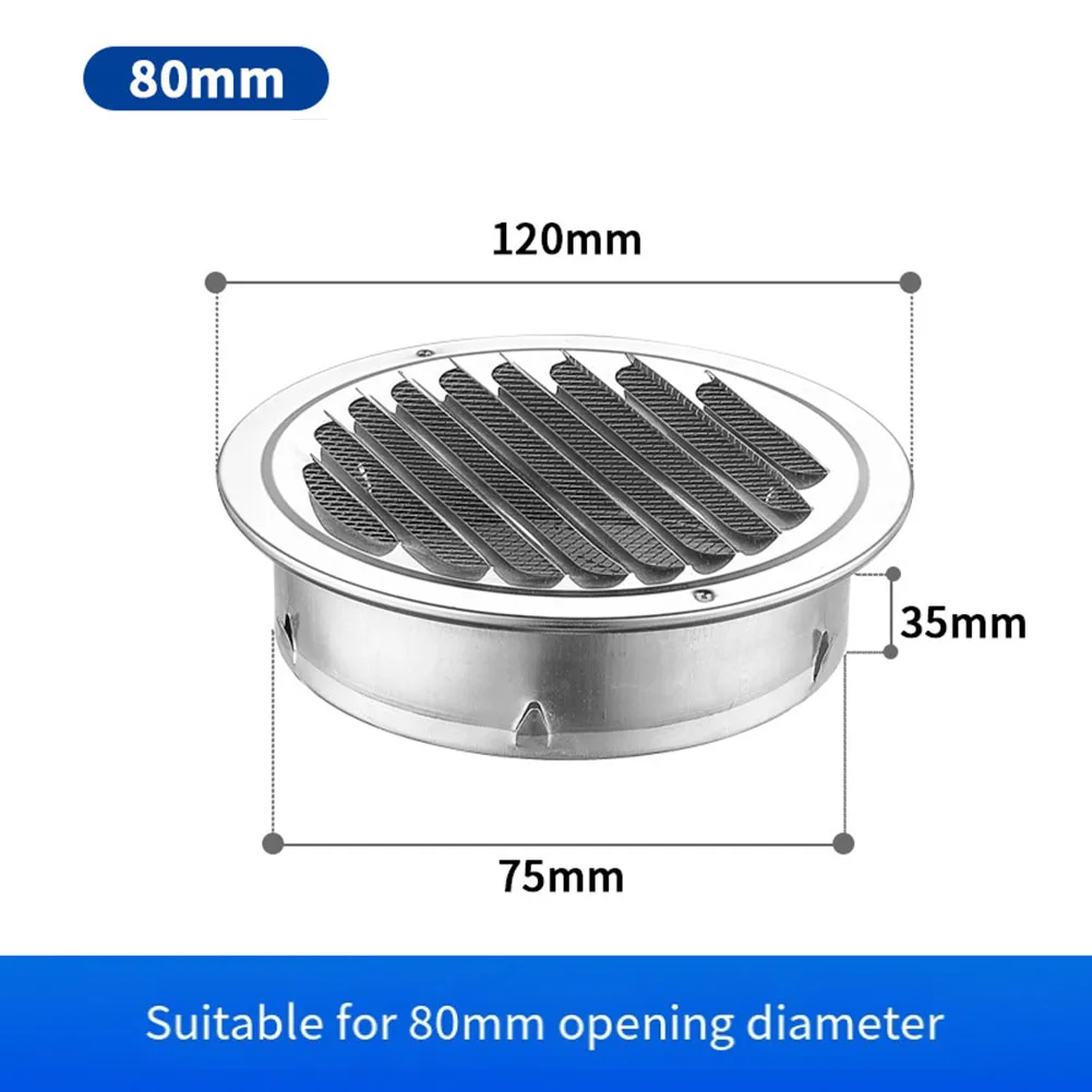 Round Stainless Steel Air Vent Grille Insect Protection Exterior Wall Ducting Ventilation Tool 80/100/120/150/160/180/200/300mm