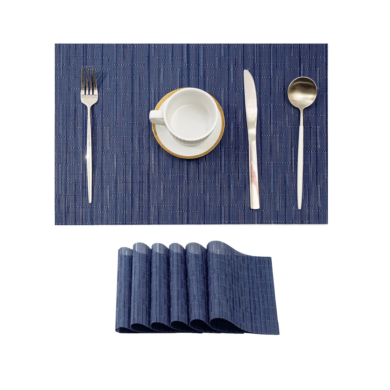 

12x18 Inch Heat Resistant Non-Slip Place mats for Dining Table, Washable Durable PVC Vinyl Woven Table Mats