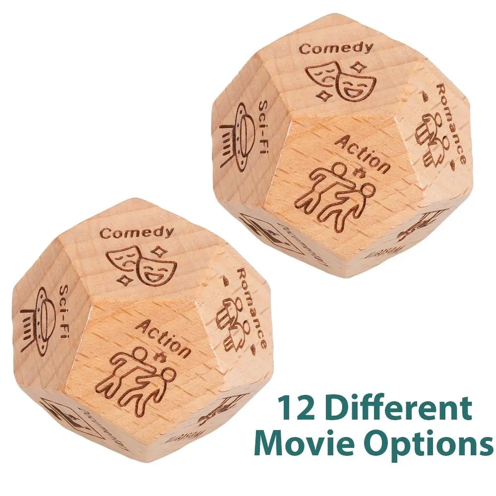 Wood Movie Decider Dice, Engraçado Aniversário, Tirar, Cube Game, Data, Idéias noturnas, Dia dos Namorados, 1Pc