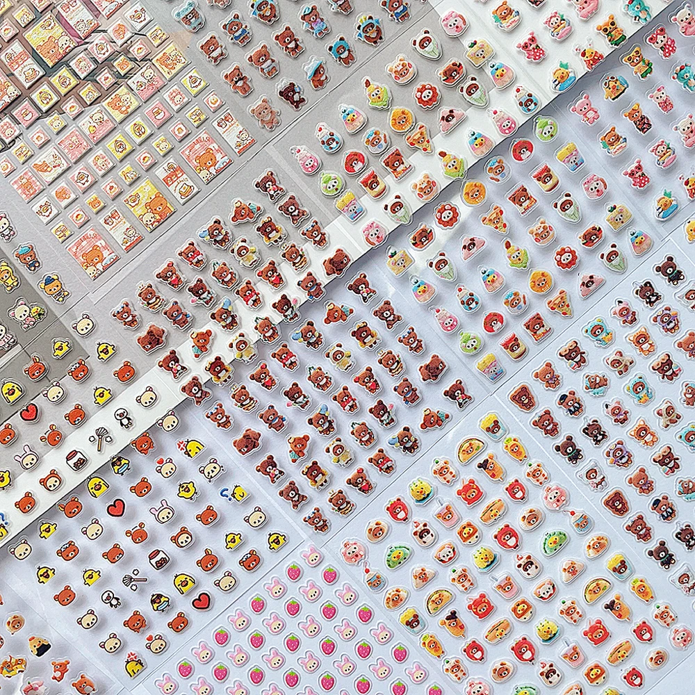 

16Pcs Cute 3D Mini Rilakkuma Nail Art Sticker Pcv Ultra-Thin Self-Adhesive Slider Sticker Stationery Nail Decorative Stickers