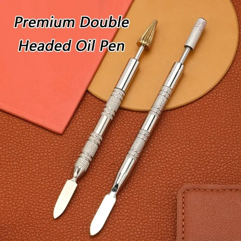 

Портативная ручка с двойной головкой для смазывания кожаных краев из нержавеющей стали, аксессуар для рукоделия для и любителей