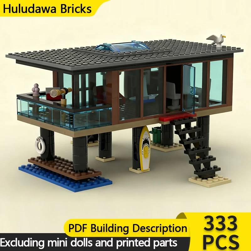 

City Street View Model MOC Building Bricks Seaside Bungalow Modular Technology Children Holiday Gifts Assemble Toys Suit