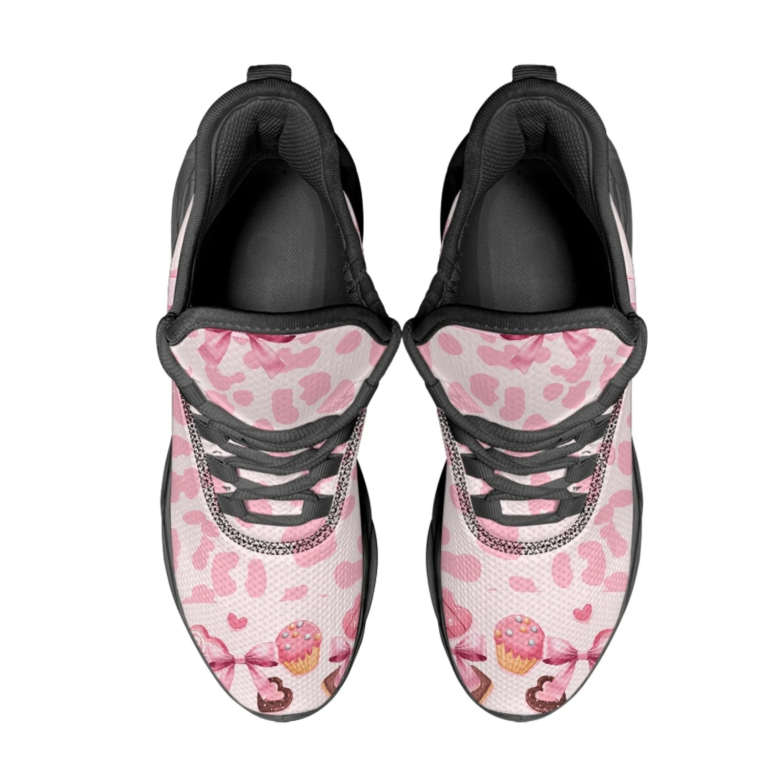 PENSTROLL Pink Bow Leopard Athletic Trainer Mesh & EVA Athletic Sneakers Comfortable Athletic Shoes for Men