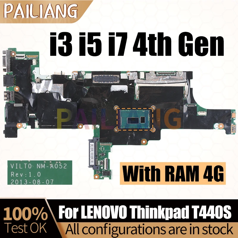 For LENOVO Thinkpad T440S Notebook Mainboard NM-A052 i3 i5 i7 4th Gen RAM 4G 04X3902 04X3905 Laptop Motherboard Full Tested