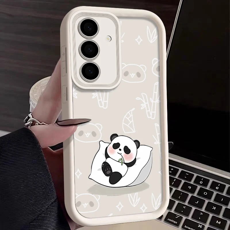 Cartoon Panda Case For Samsung Galaxy S24 S23 S22 Ultra S21 Plus S20 FE A55 A35 A15 A52 A53 A54 A14 A34 5G Silicone Phone Cover