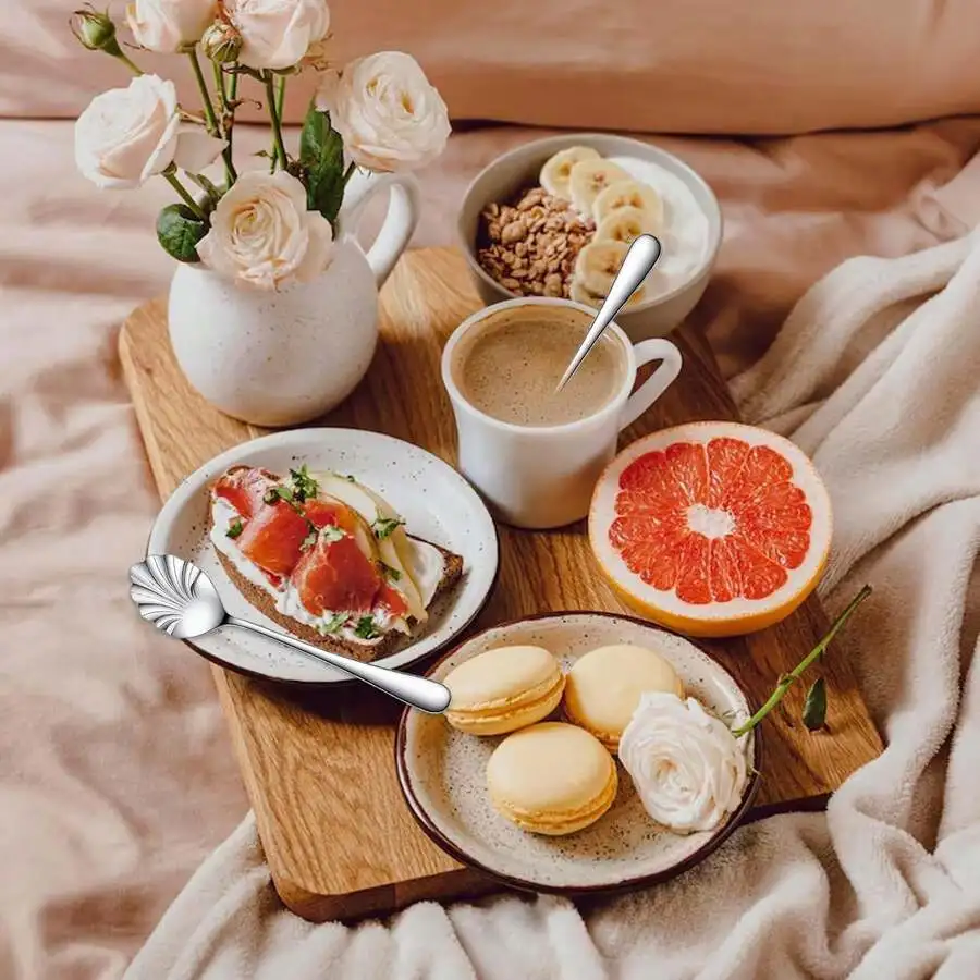 

3PCS Shell Shape Stainless Steel Spoons For Coffee Tea Yogurt Dessert Afternoon Tea
