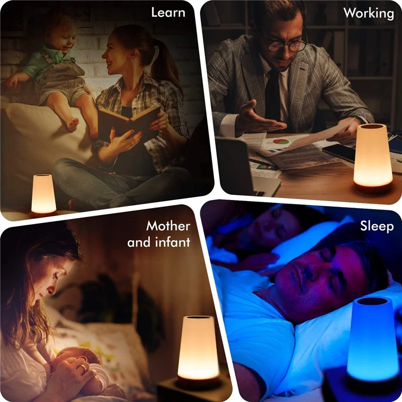 Night Light RGB 13 Color Changing Remote Control Touch Dimmable Lamp Portable Table Bedside Lamps USB Rechargeable Night Lamp