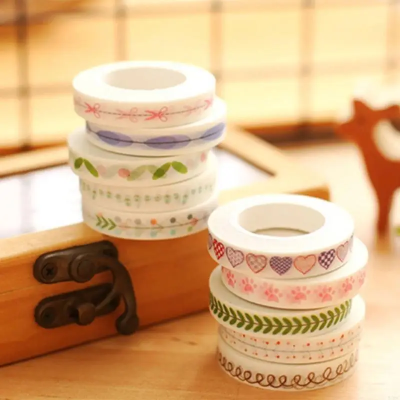 10 rotoli poliestere lunga durata con design a divisa per forniture decorative per notebook 896C