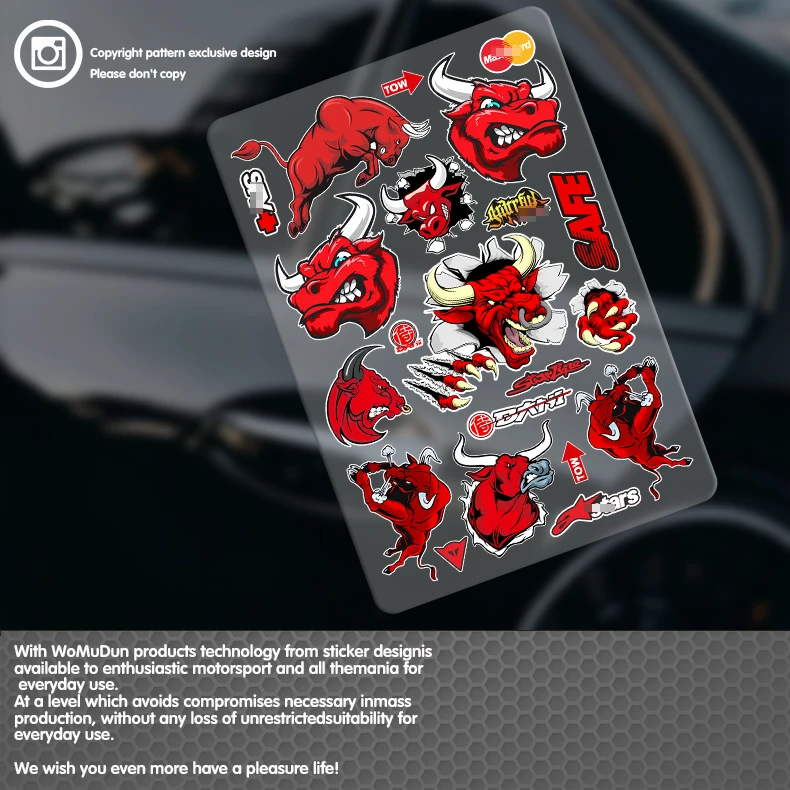 

Bull Head Car Stickers Creative Cartoon Auto Decals - Vinyl Decoration for Car Door Body Cover Scratches Dents, Funny Gift Acces