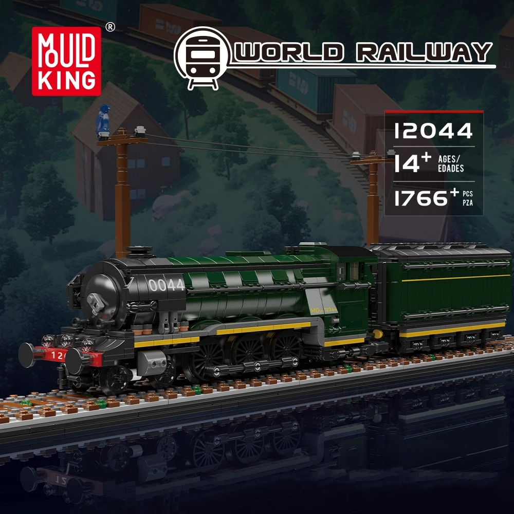 Mould King 12044 Steam Locomotive Building Blocks,1766Pcs Vintage Railway Train Model Bricks,DIY Collectible Toy