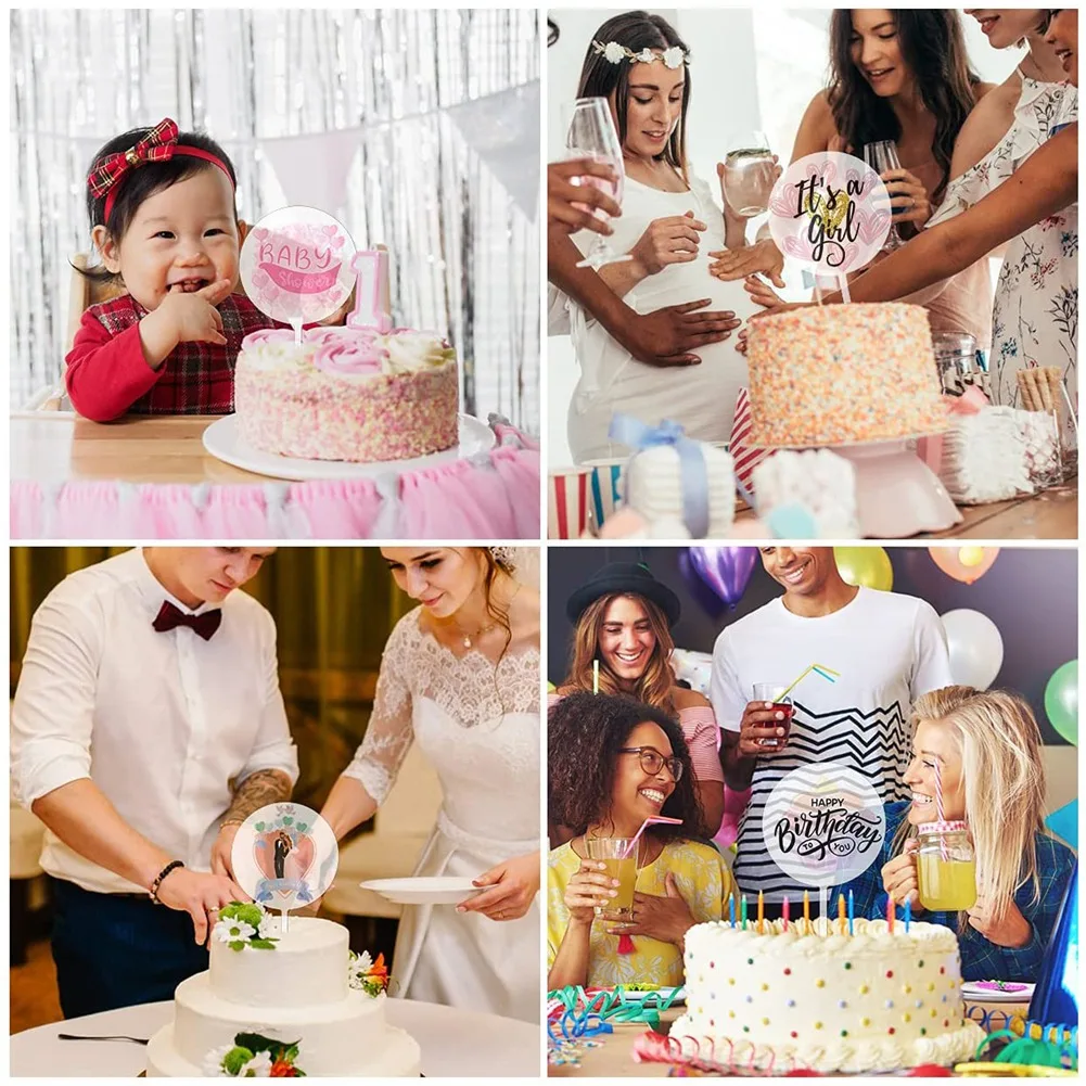 NN89R جولة الاكريليك كعكة القبعات العالية واضح دائرة فارغة DIY كعكة توبر الفراغات مخصص الزفاف وحفلة عيد ميلاد كعكة ديكور