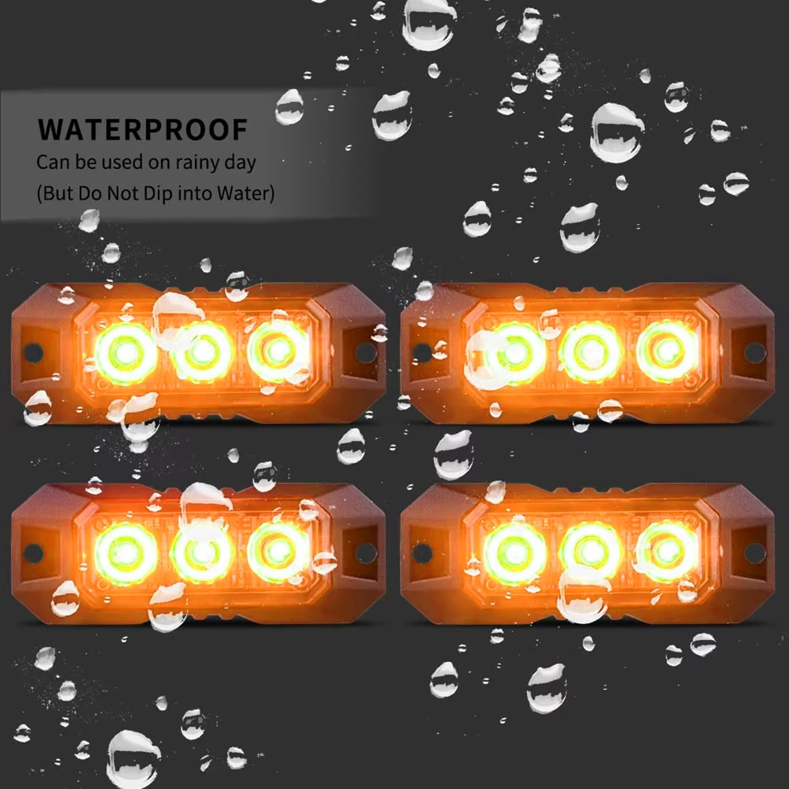 4pcs 3Led Strobe Warning Light Strobe Grille Flashing Lightbar Truck Car Beacon Lamp Traffic Light 12V 24V Car Light