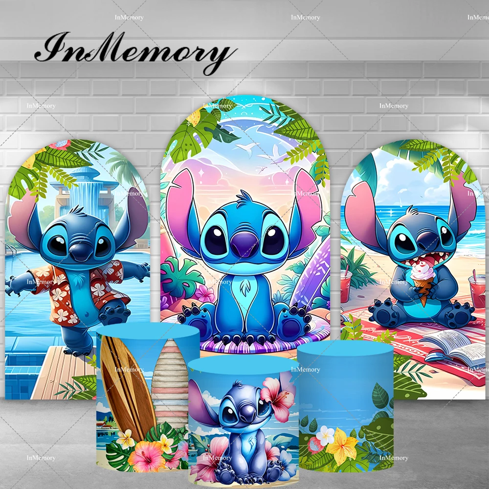 

Lilo & Stitch Arch Backdrop Cover Cartoon Hawaii Hula Dance Kids Birthday Party Chiara Arched Backdrops Pedestal Covers