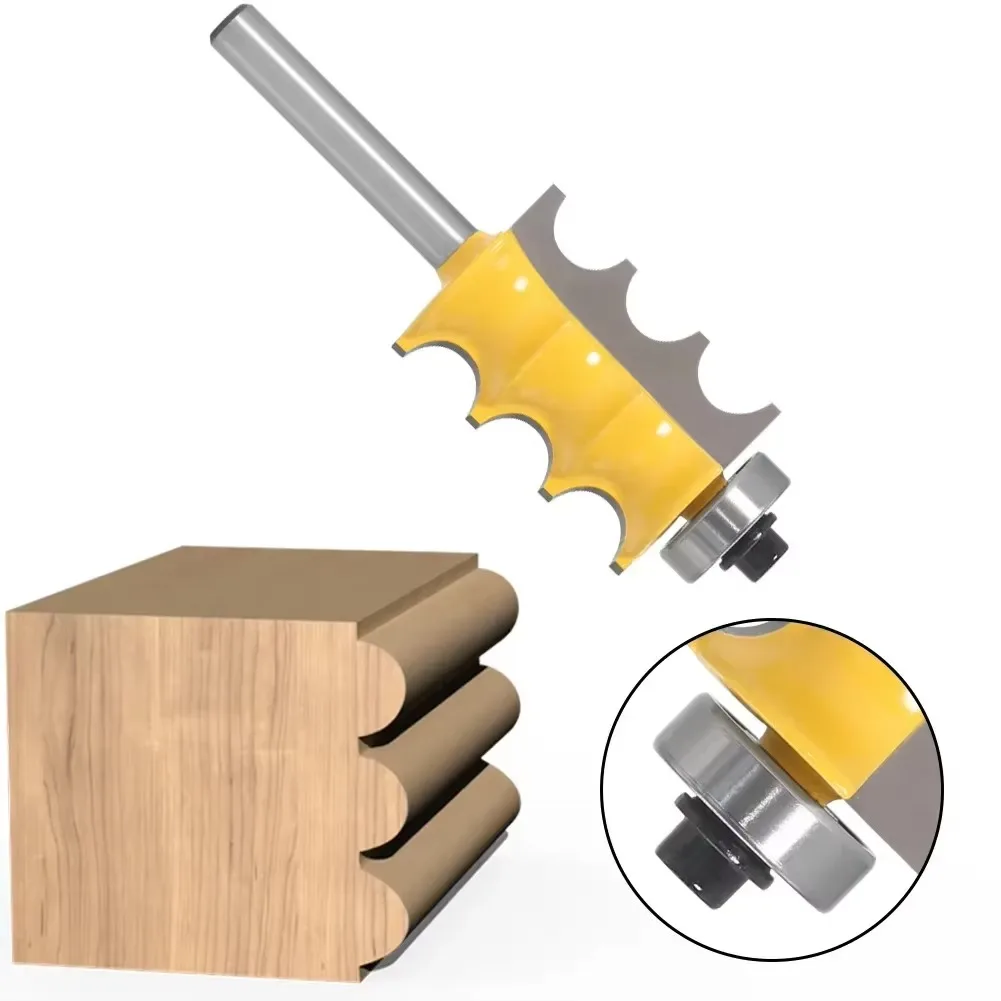 1pc 1/4 "6mm 6.35mm haste fresa triplo grânulo coluna moldagem roteador bit tenon cortador para madeira elétrica ferramentas para trabalhar madeira