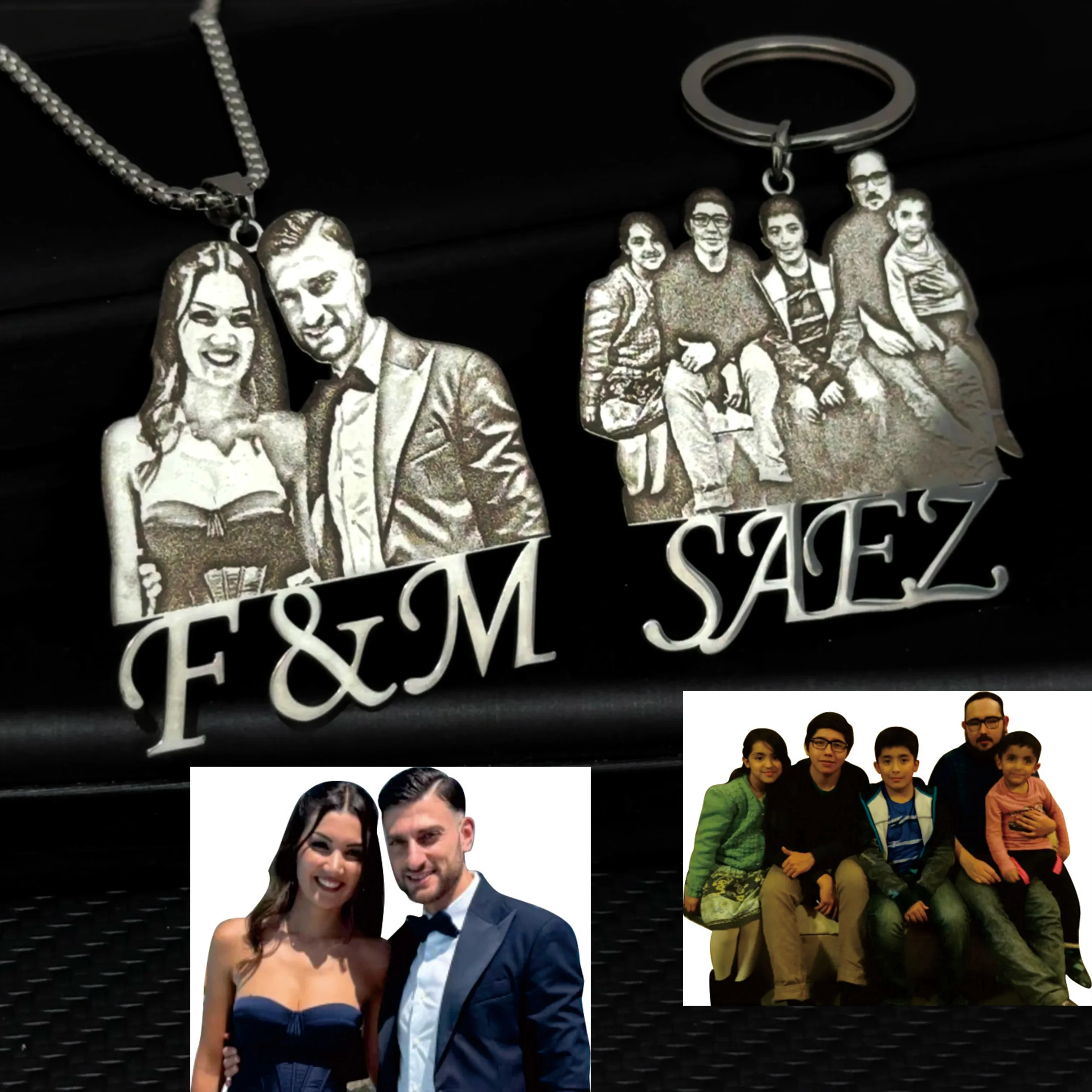 

Customized Couple Photo Portrait Name Pendant Necklace Stainless Steel Personalized Give School Teacher Couples Gifts Jewelry