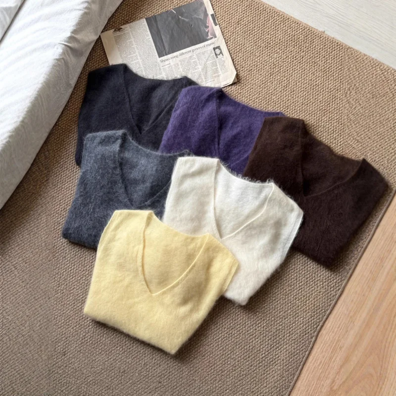 

25, осенне-зимний новый шерстяной пуловер с начесом, вязаный жилет, женский свитер без рукавов, многослойный универсальный мягкий жилет