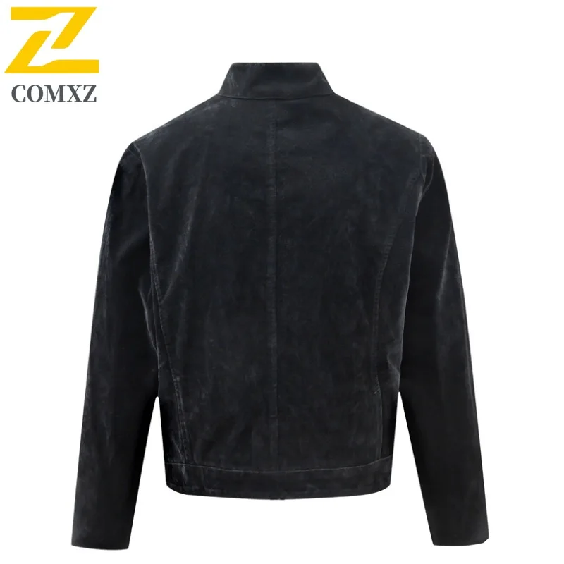 سترة رجالي كاجوال بياقة واقفة من COMXZ معطف مريح لركوب الدراجات في الهواء الطلق وخفيف الوزن ومتين للخريف ملابس جديدة