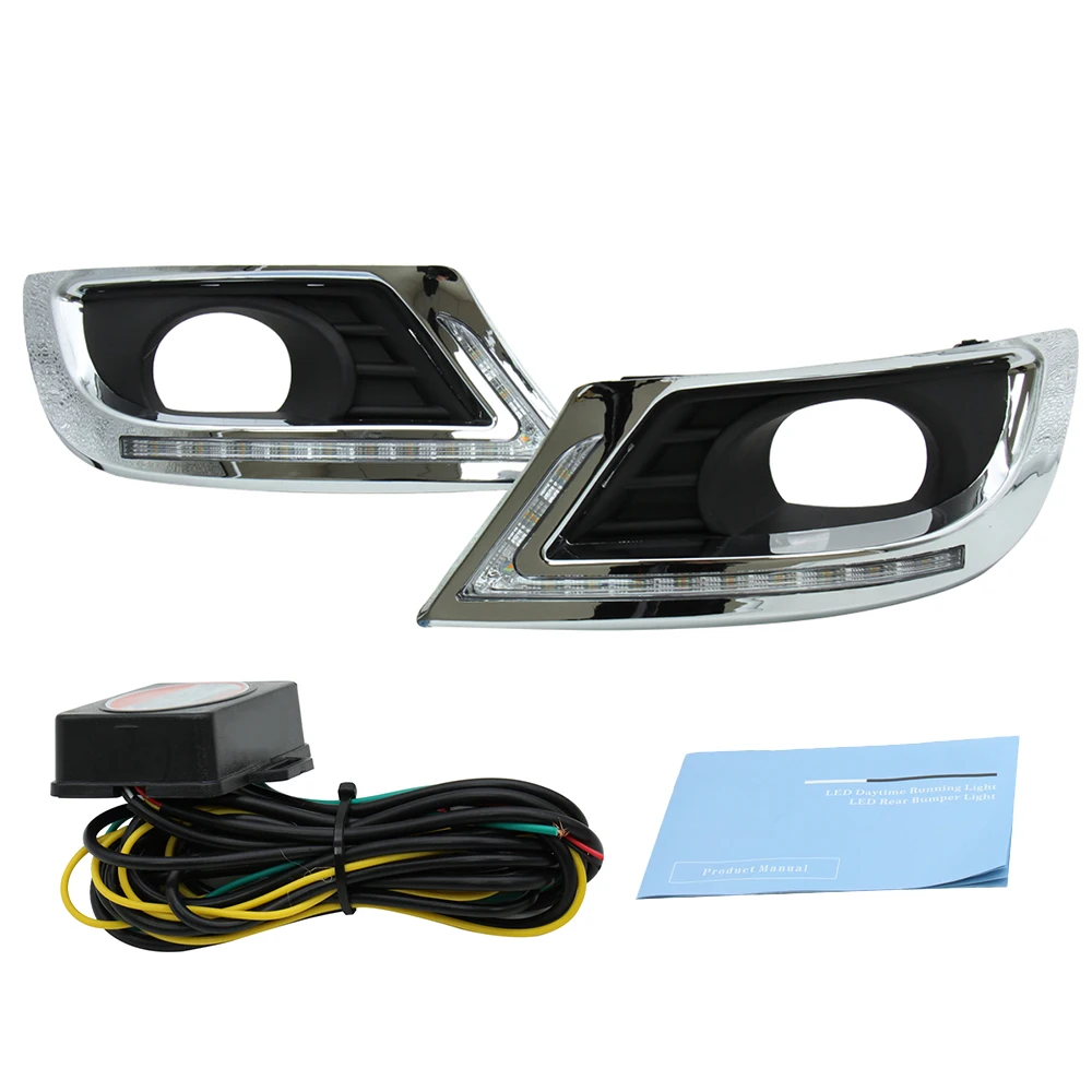 

Подходит для Toyota Camry 2009-2011: светодиодные дневные ходовые огни с белым светом для вождения, желтым указателем поворота и синим светом.