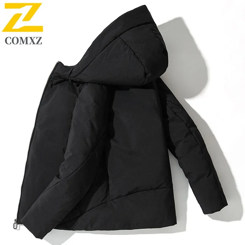 COMXZ Men's Winter Jacket 2025 Lightweight Minimalist Hooded Thick Warm Snowy Padded Jacket Streetwear Comfortable Down Jacket
