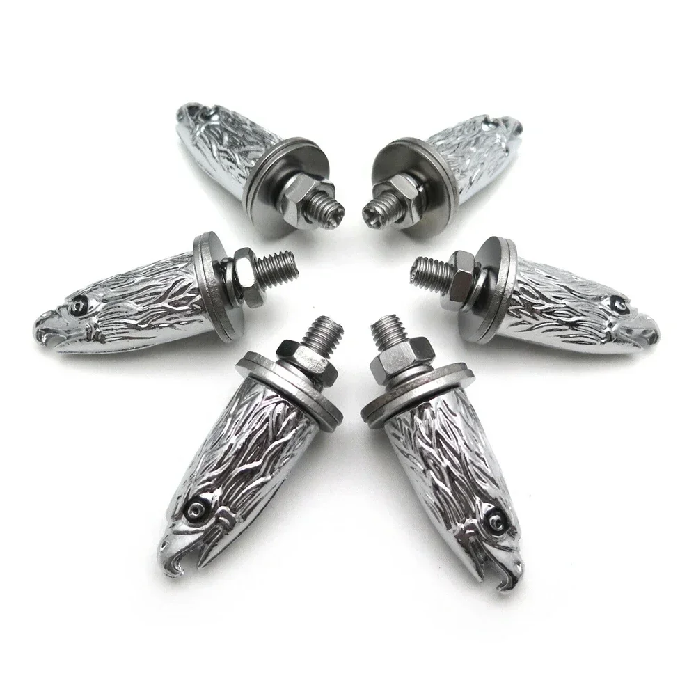 Currency Motorcycle Parts 6 PCS Chrome Eagle Head Bolts Screws for License Plate Tag Frame Windshield Trim