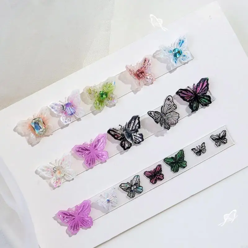 3D Berbagai Ukuran Kupu -kupu Stempel Stensil Stensil UV Gel Polandia Manicure Cetakan B95B