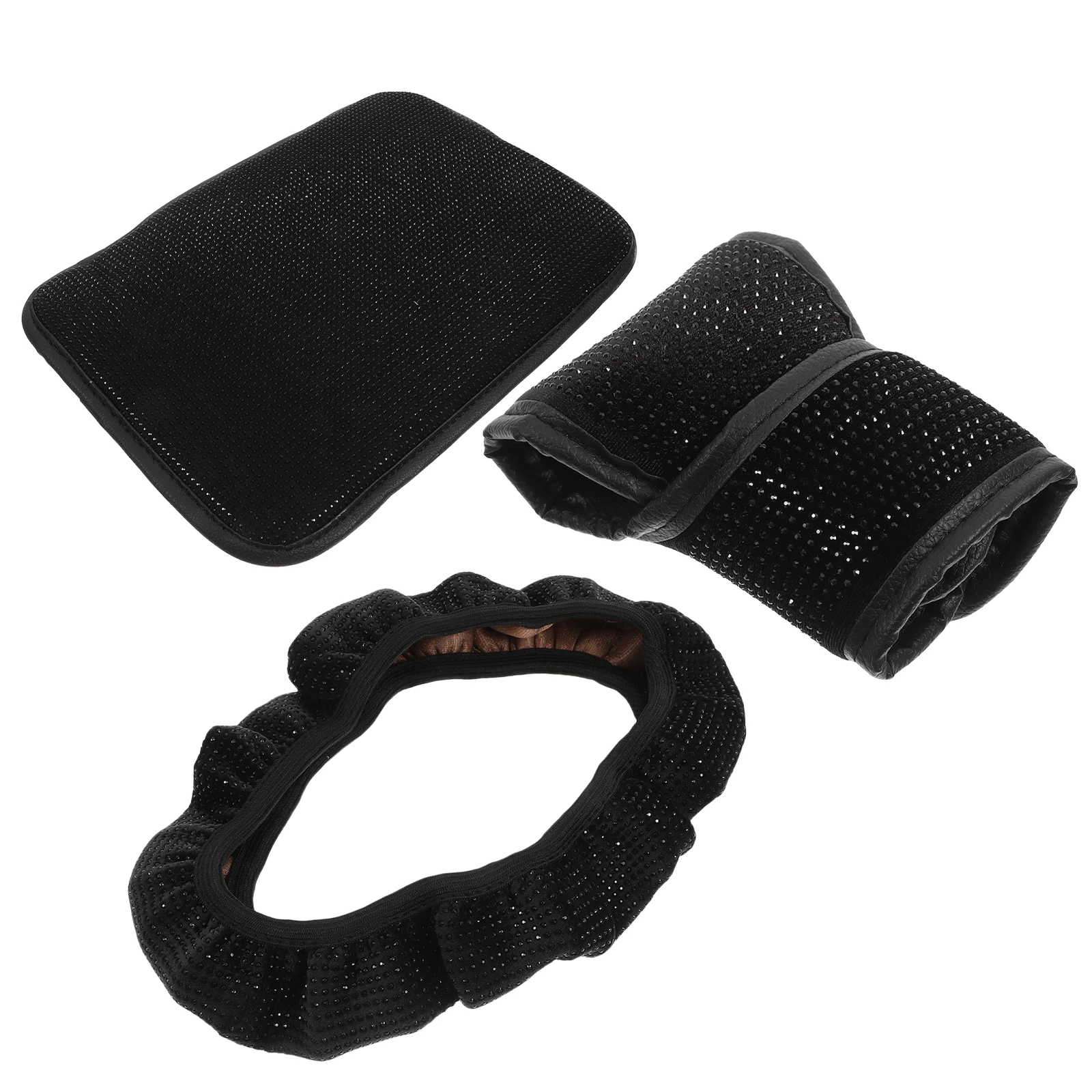 

1 set Steering Wheel Cover Rhinestone Car Accessories Women Set Full Drill Elegant Interior Gear Shift Armrest Cushion