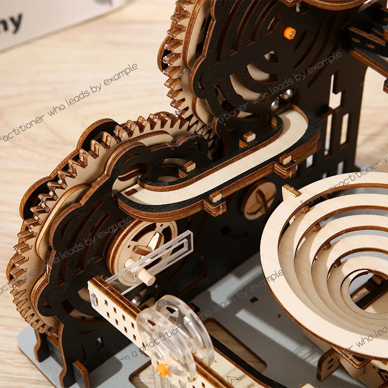 3D three-dimensional puzzle mechanical track ball simulation model ornament puzzle wooden children's toy assembly