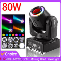 80W 8*8 Pattern RGB DMX512 Sound Control Stage Lights 360° Moving Head DJ Party Disco Lights Wedding Club Audience Ambient Light