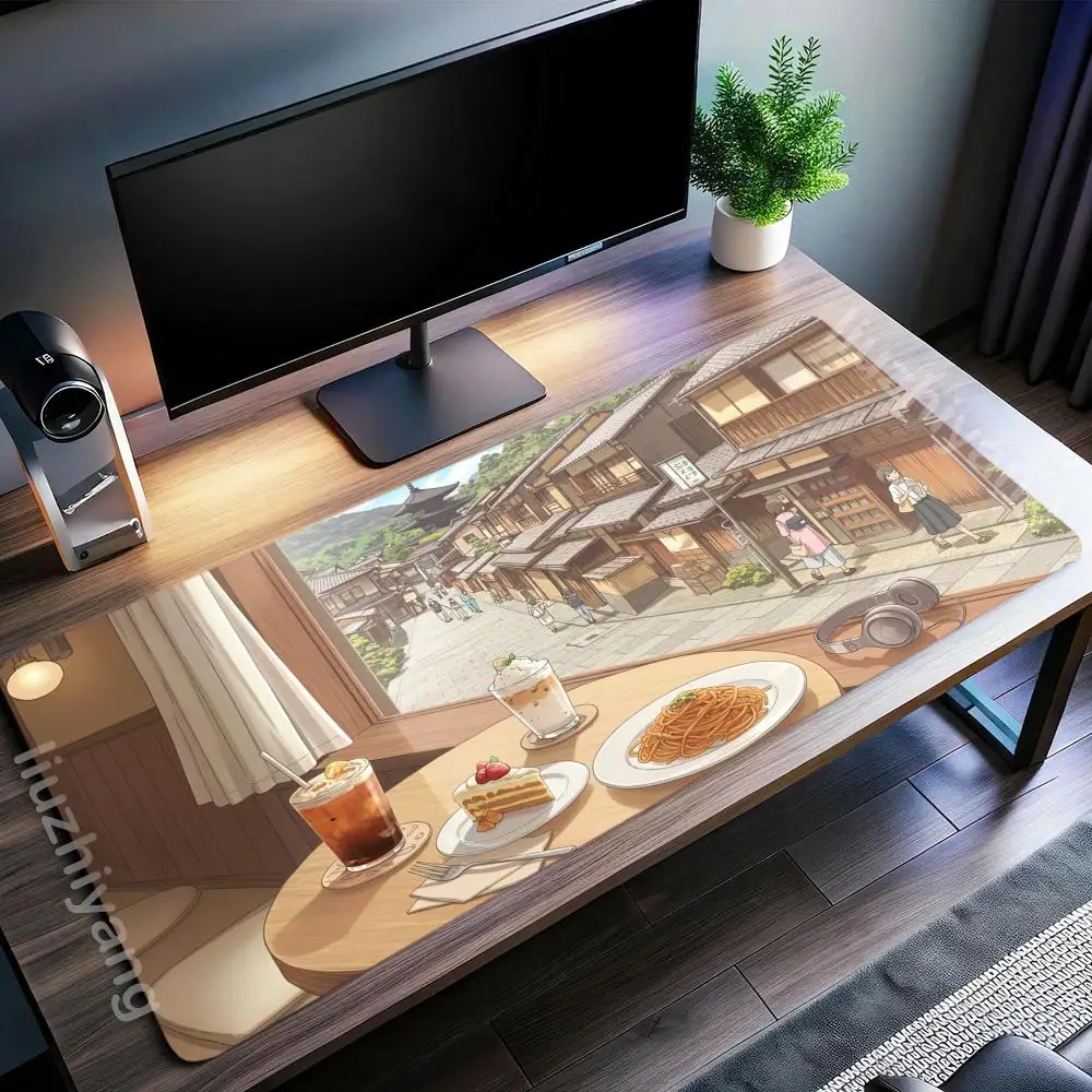 

Коврик для мыши с аниме-сценами, большой коврик для компьютерной офисной игры, настольный коврик XXL, резиновые противоскользящие коврики с прошитыми краями, коврики для клавиатуры, моющиеся настольные коврики