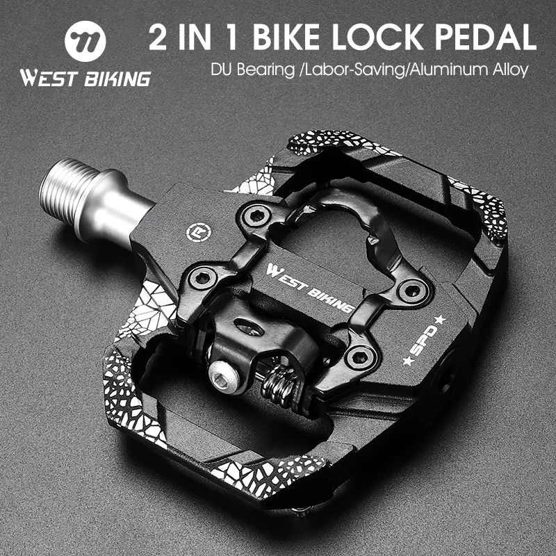 

Two Usages SPD Pedal DU Bearing Non-Slip MTB Bike Pedals Aluminum Alloy Flat Platform Applicable Waterproof Bicycle Accessories