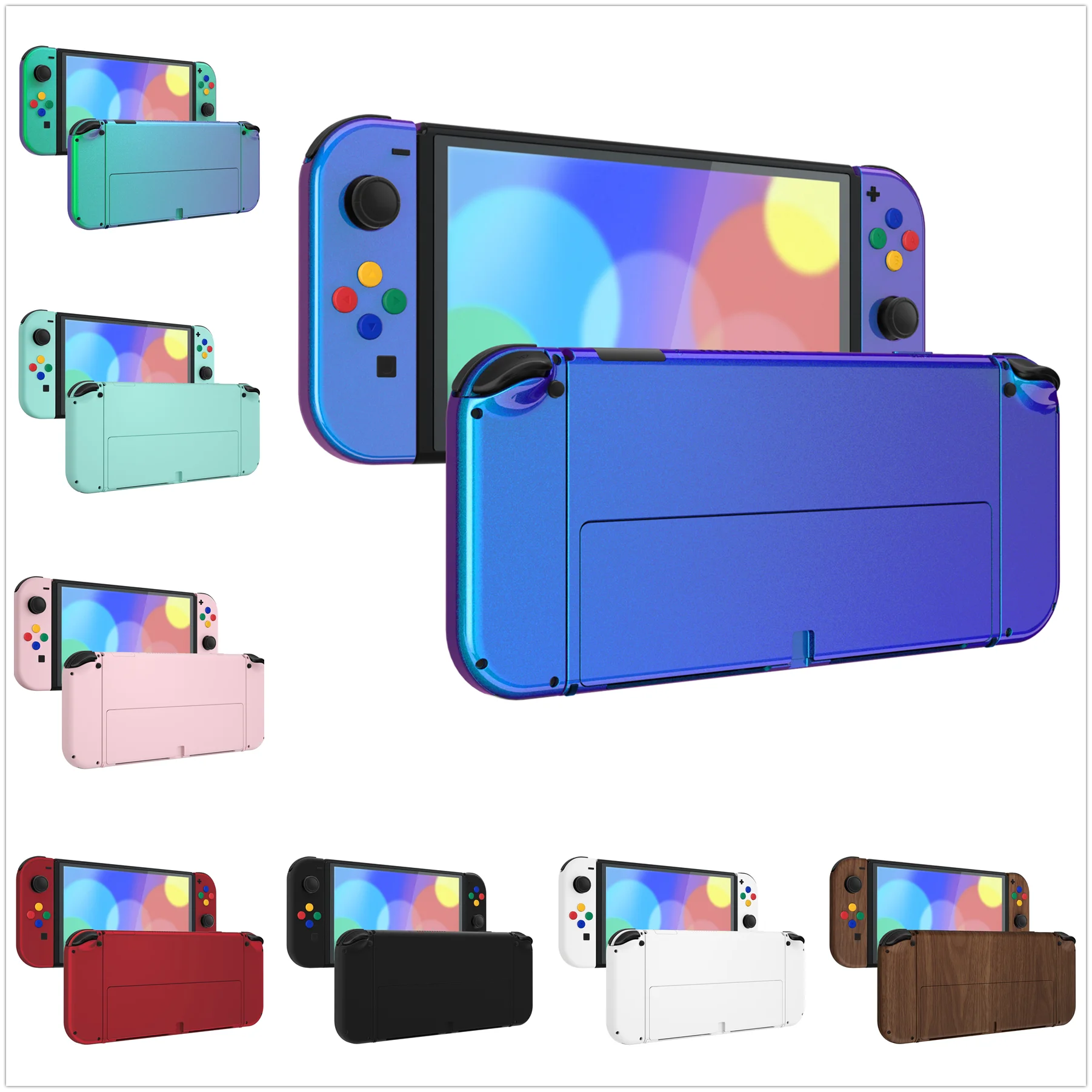 

eXtremeRate Custom Full Set Shell, Replacement Back Plate Metal Kickstand, Joycon Housing Buttons for Nintendo Switch OLED