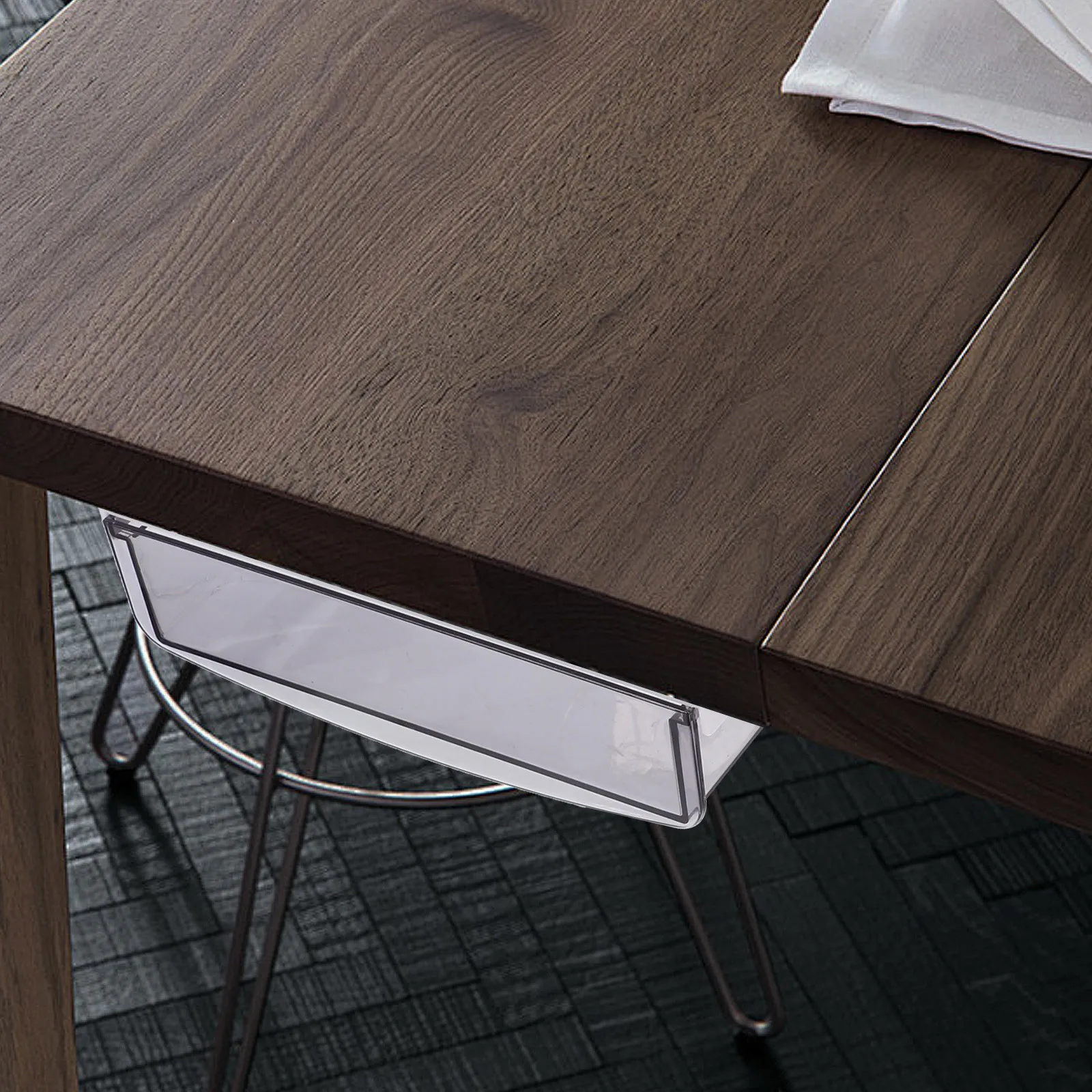 صندوق تخزين بأدراج المكتب، درج بلاستيكي شفاف منزلق لمنظم قرطاسية المكتب، حل سطح الطاولة المخفي #6