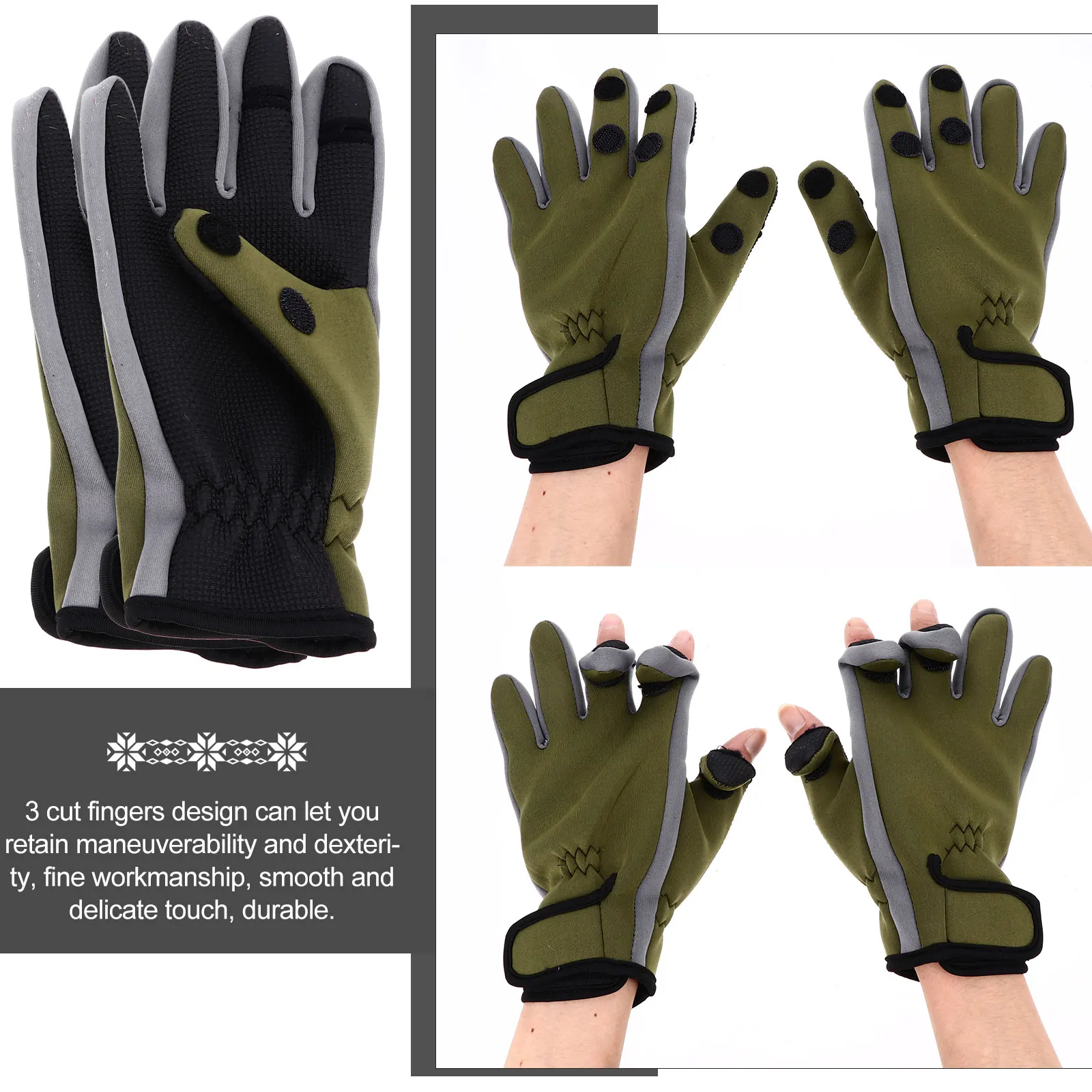 

1 Pair Winter Riding Gloves 3 Fingers Cut Shockproof Waterproof Outdoor Climbing Cycling Gloves For Hiking Driving Durable Warm