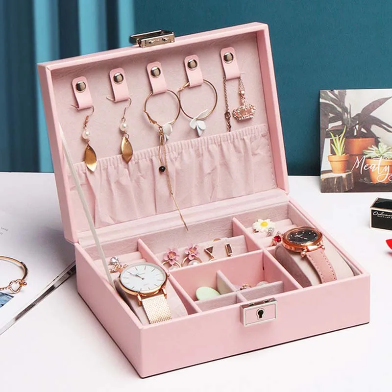 

PU Leather Jewelry Organizer Portable Necklace Earrings Rings Jewelry Box Packaging Storage Joyeros Organizador De Joyas