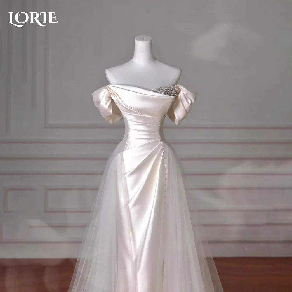 

LORIE Beach Wedding Dresses Spaghetti Straps Pleats Bobycon Mermaid Bride Gown Ruched Bridal Dress vestidos de novia Customized