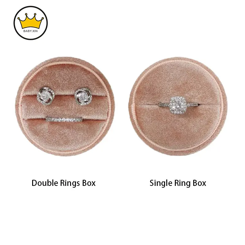 

Velvet Jewelry Box Double Ring Storage Box With Detachable Lid For Engagement Wedding Ring Packaging Display Gift Box