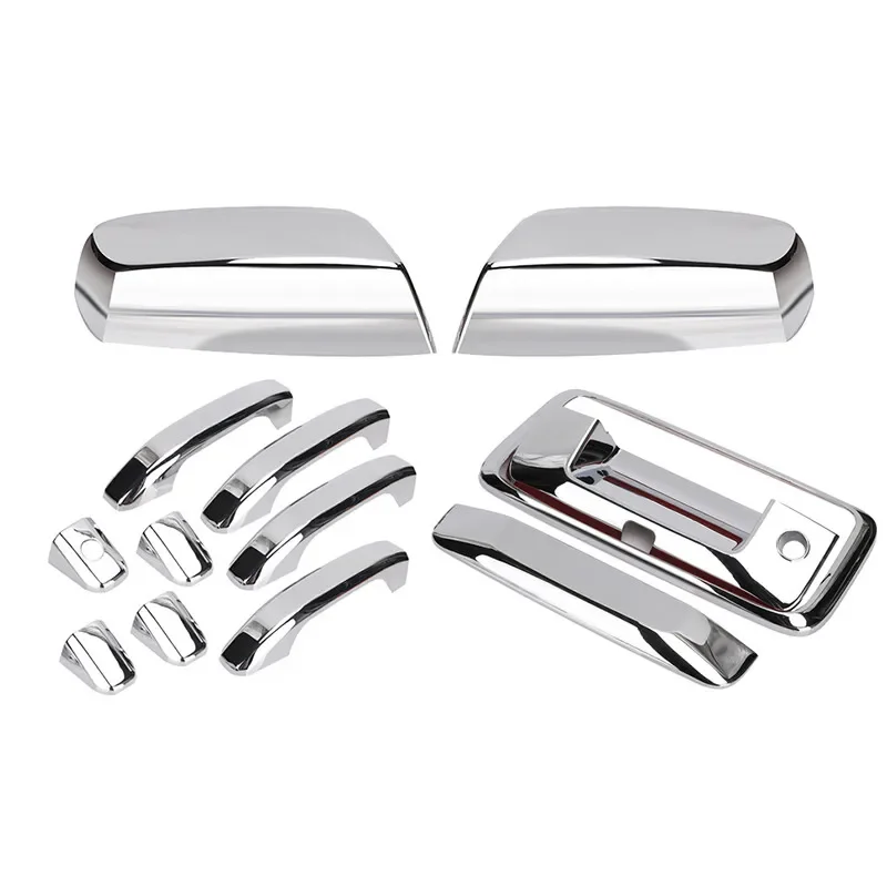 For 2014-2019 Chevy Silverado 1500 Chrome Door Handle Mirror and Tailgate Cover With Camera Hole
