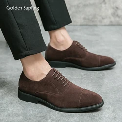 Oxfords-Chaussures formelles pour hommes, chaussures plates d'affaires décontractées, mocassins rétro pour hommes, chaussures de loisirs, mode de fête, jeune arbre doré