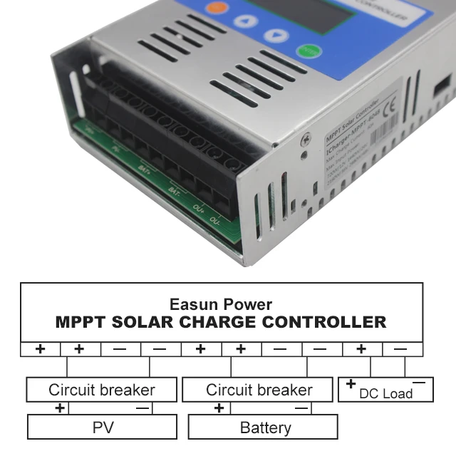 Pengisi daya baterai EASUN POWER 60 amp 12v 24v 36v 48v 190Voc MPPT 60A pengontrol pengisian tenaga surya