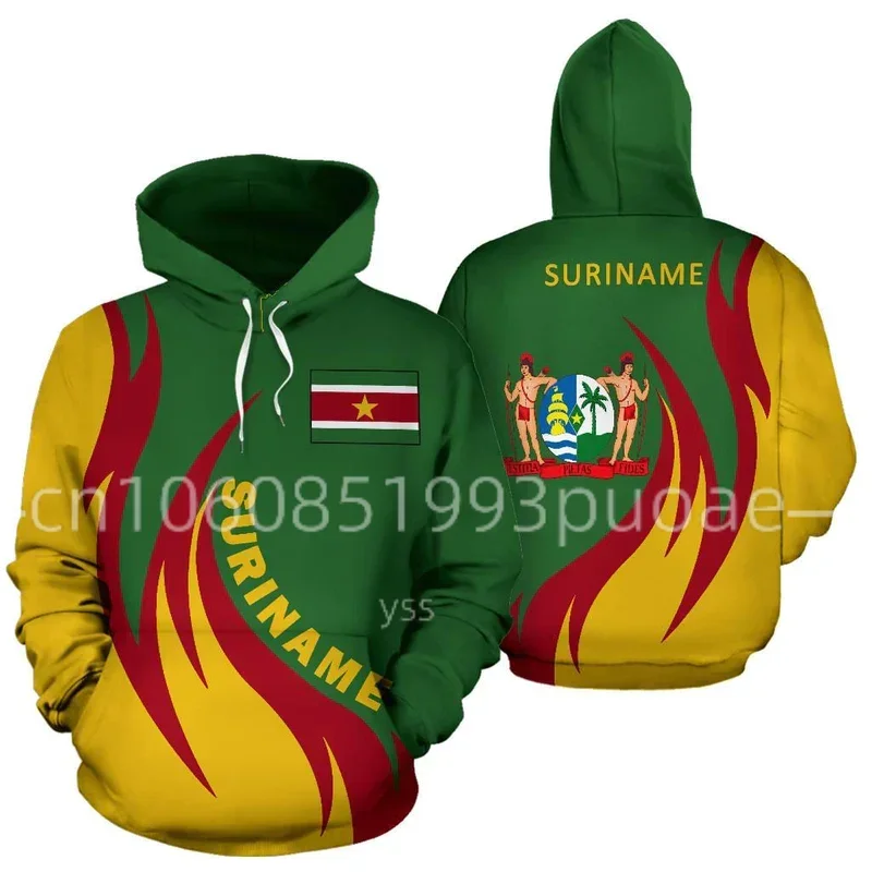 2024 New Men's Hoodie Suriname Island Retro Pullover Men's/Women's Sportswear Jacket 3D Printed Street Hoodie